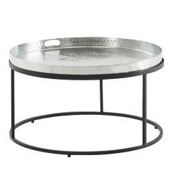 FineBuy Stolik kawowy metal srebrny