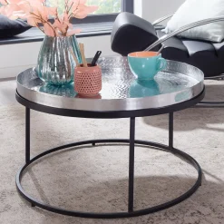 FineBuy Stolik kawowy metal srebrny