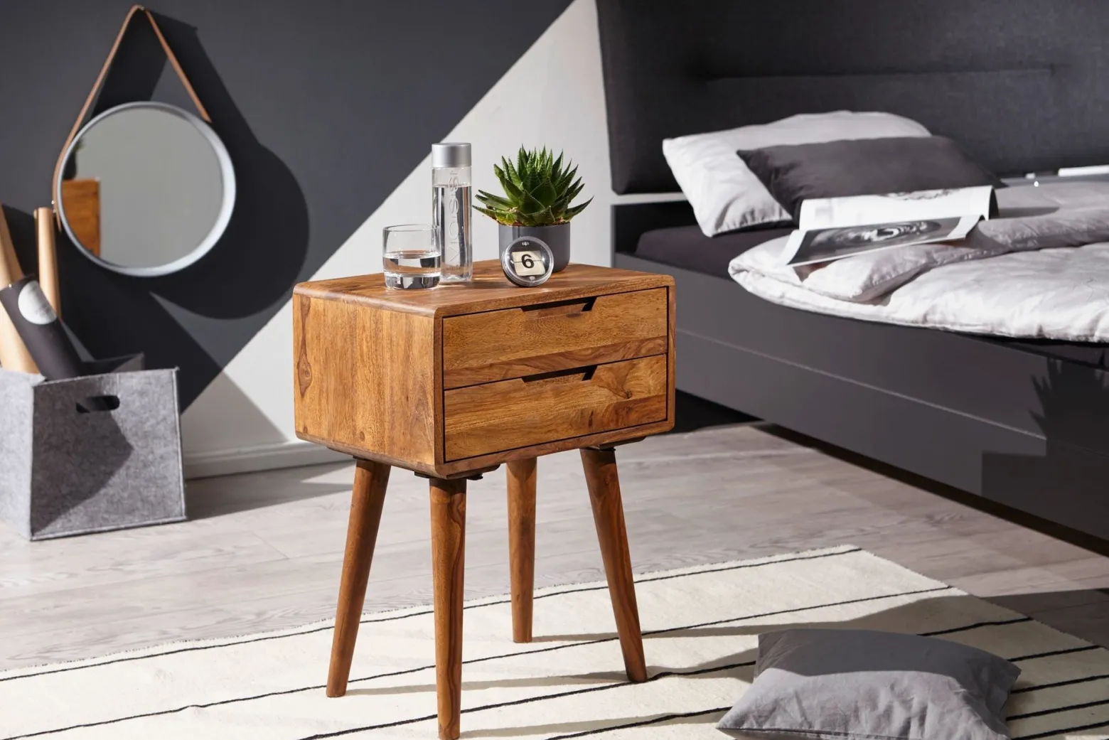 FineBuy Stolik nocny drewno brązowy