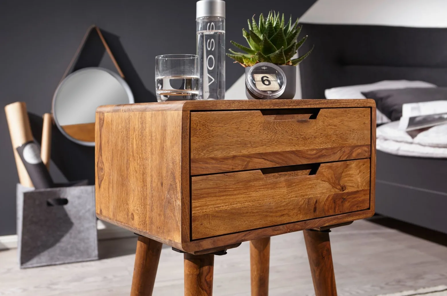 FineBuy Stolik nocny drewno brązowy