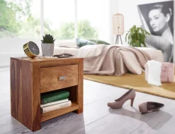 FineBuy Stolik nocny drewno brązowy