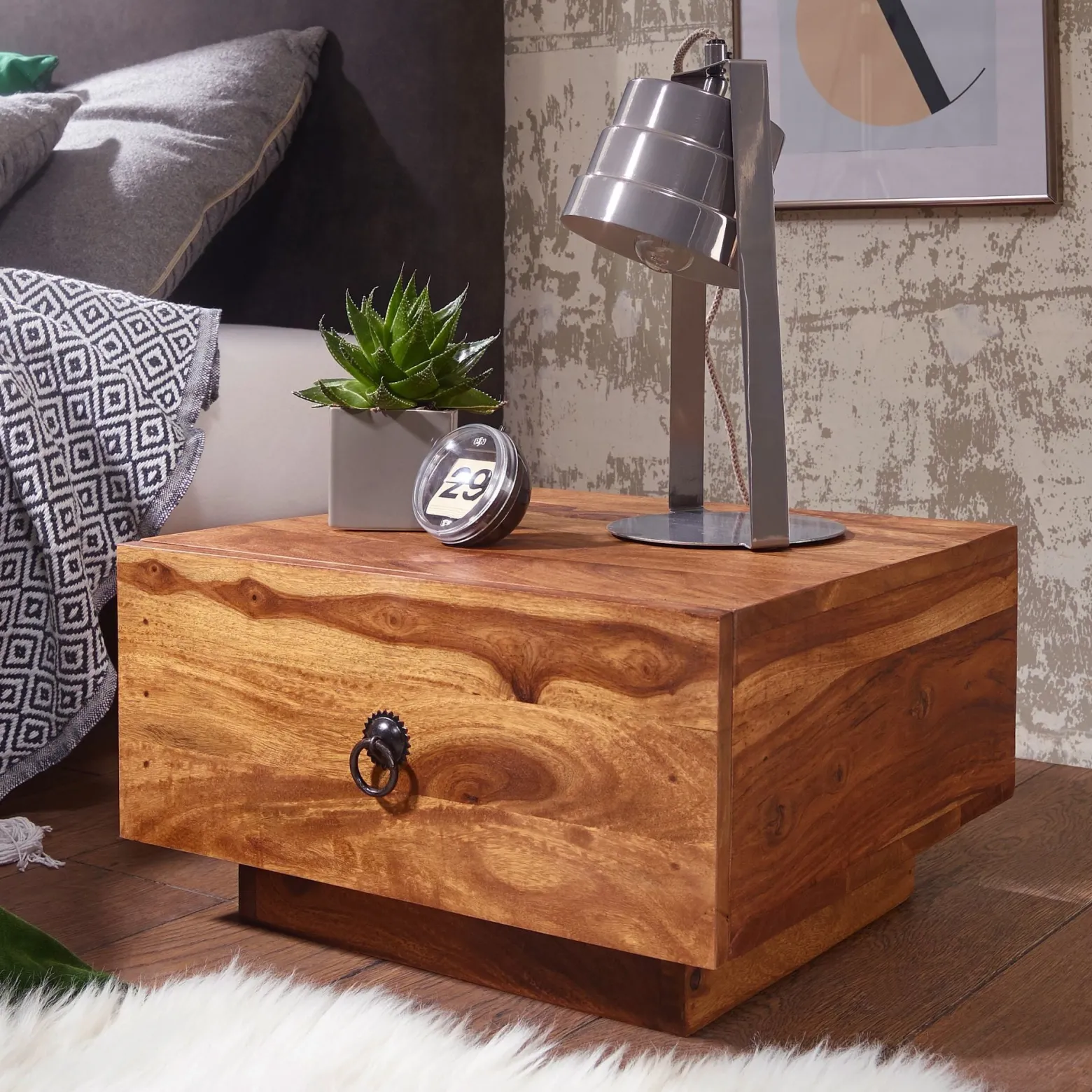 FineBuy Stolik nocny drewno brązowy