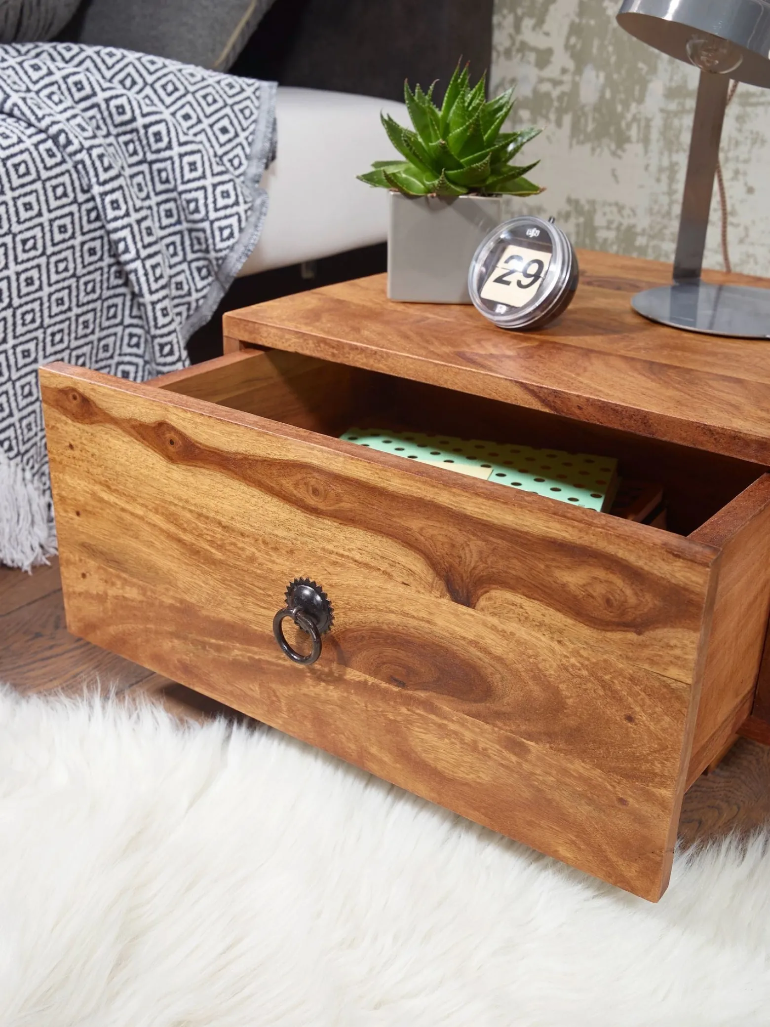 FineBuy Stolik nocny drewno brązowy
