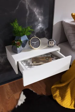 FineBuy Stolik nocny płyta meblowa biały