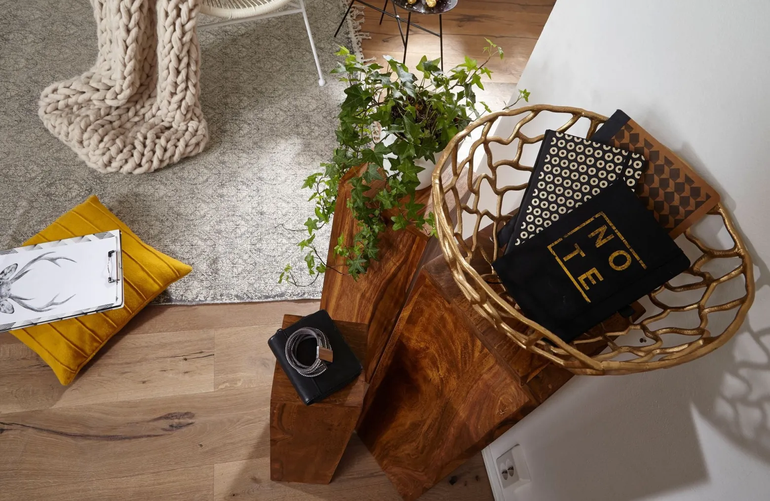 FineBuy zestaw stojaków drewno brązowy