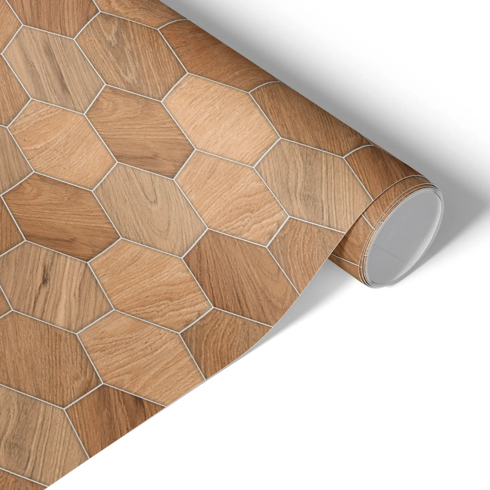 Folia meblowa Drewniane heksagony 50x100 Okleina samoprzylepna DIY