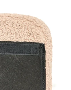 Fotel bujany tapicerowany boucle metalowe nogi beżowy