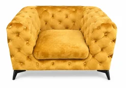 Fotel Chesterfield Moet miodowy pikowany głębokie siedzisko stylowy
