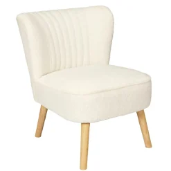 FOTEL Erika biały boucle styl skandynawski drewniane nogi
