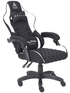 Fotel Gamingowy Materiałowy Biurowy Krzesło Alpha Gaming Kevlar Biały