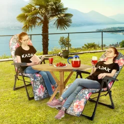 Fotel Leżak Ogrodowy Plażowy Składany Podnóżek