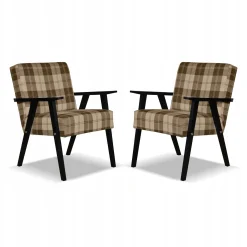 Fotel PRL zestaw retro vintage SOLER Family Meble krata brązowo - beżowa