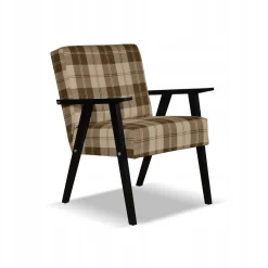 Fotel PRL zestaw retro vintage SOLER Family Meble krata brązowo - beżowa
