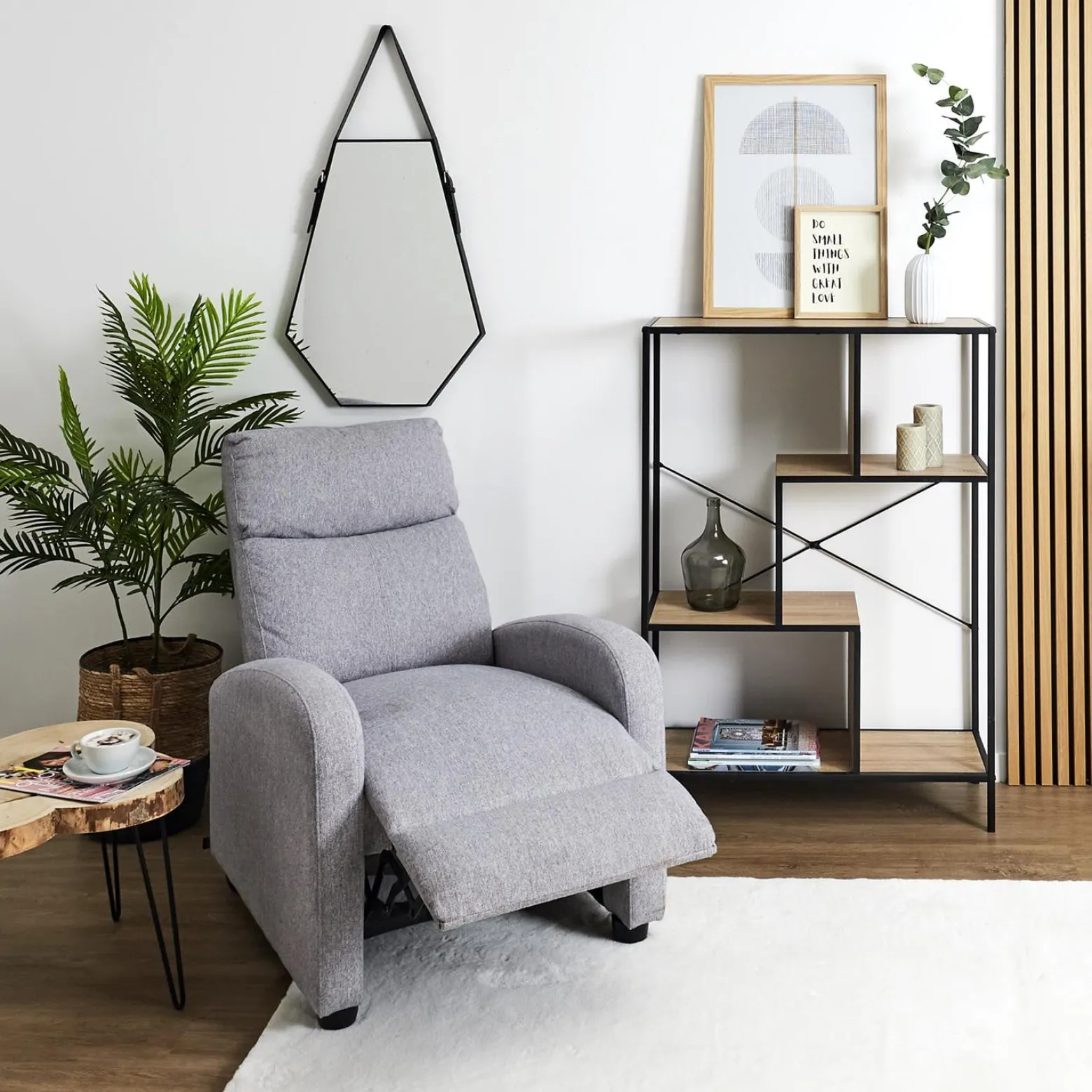 FOTEL ROZKŁADANY Recliner Dream szary nowoczesny