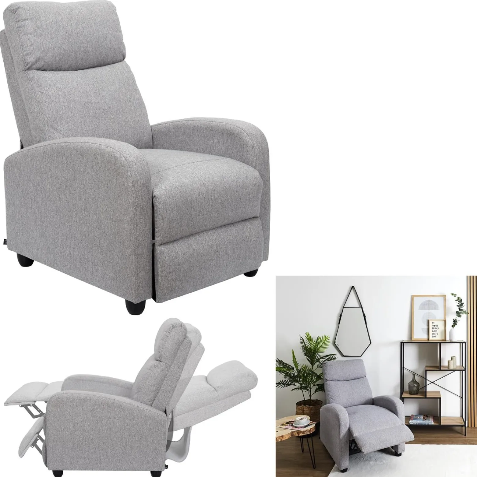 FOTEL ROZKŁADANY Recliner Dream szary nowoczesny