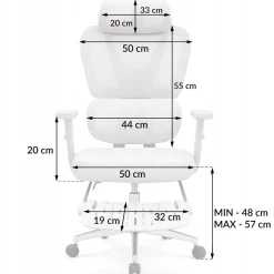 Fotel biurowy ergonomiczny krzesło zagłówek regulacja podnóżek KB107 czarny