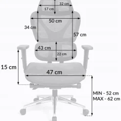 Fotel biurowy ergonomiczny krzesło zagłówek regulacja podnóżek KB106 czarny