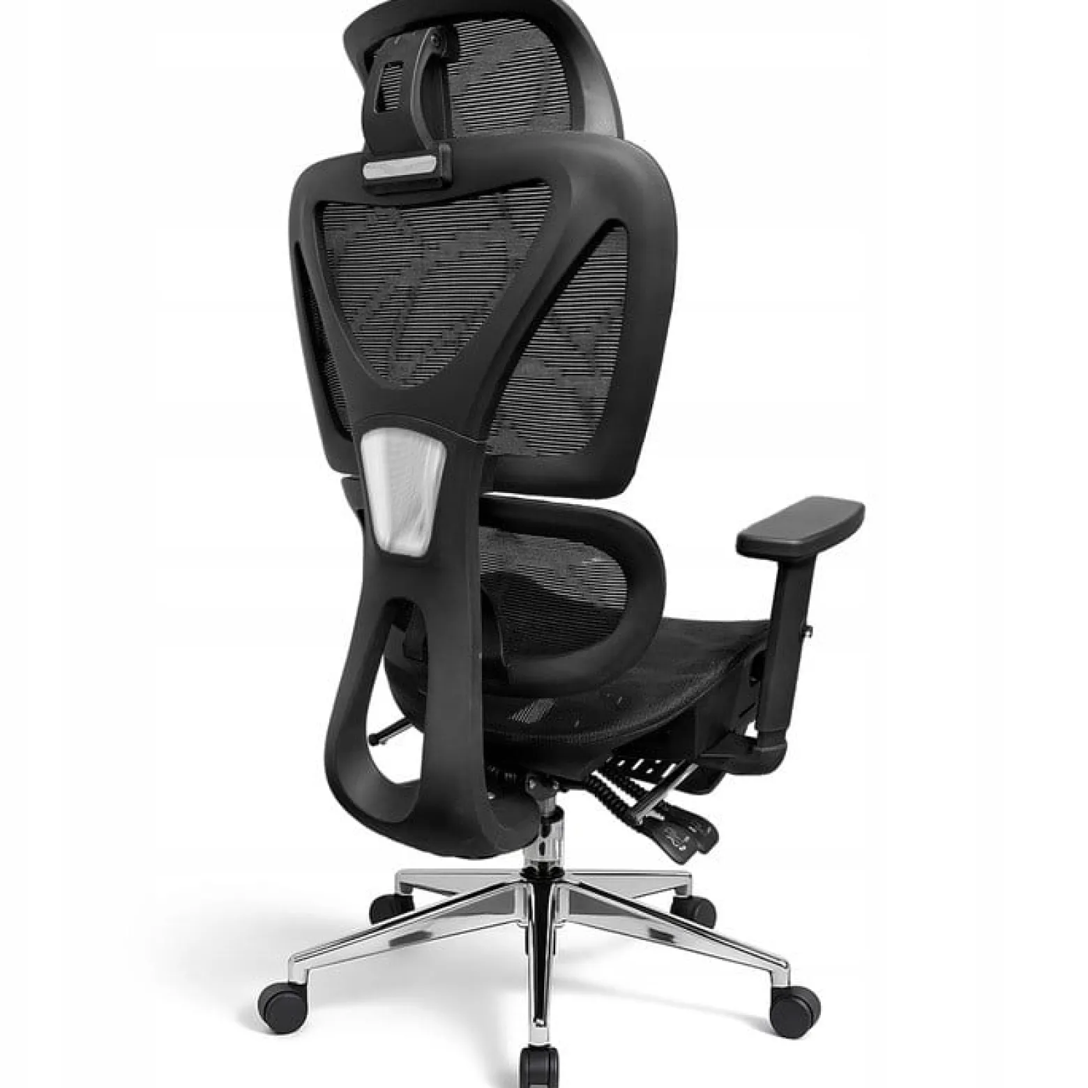 Fotel biurowy ergonomiczny krzesło zagłówek regulacja podnóżek KB106 czarny
