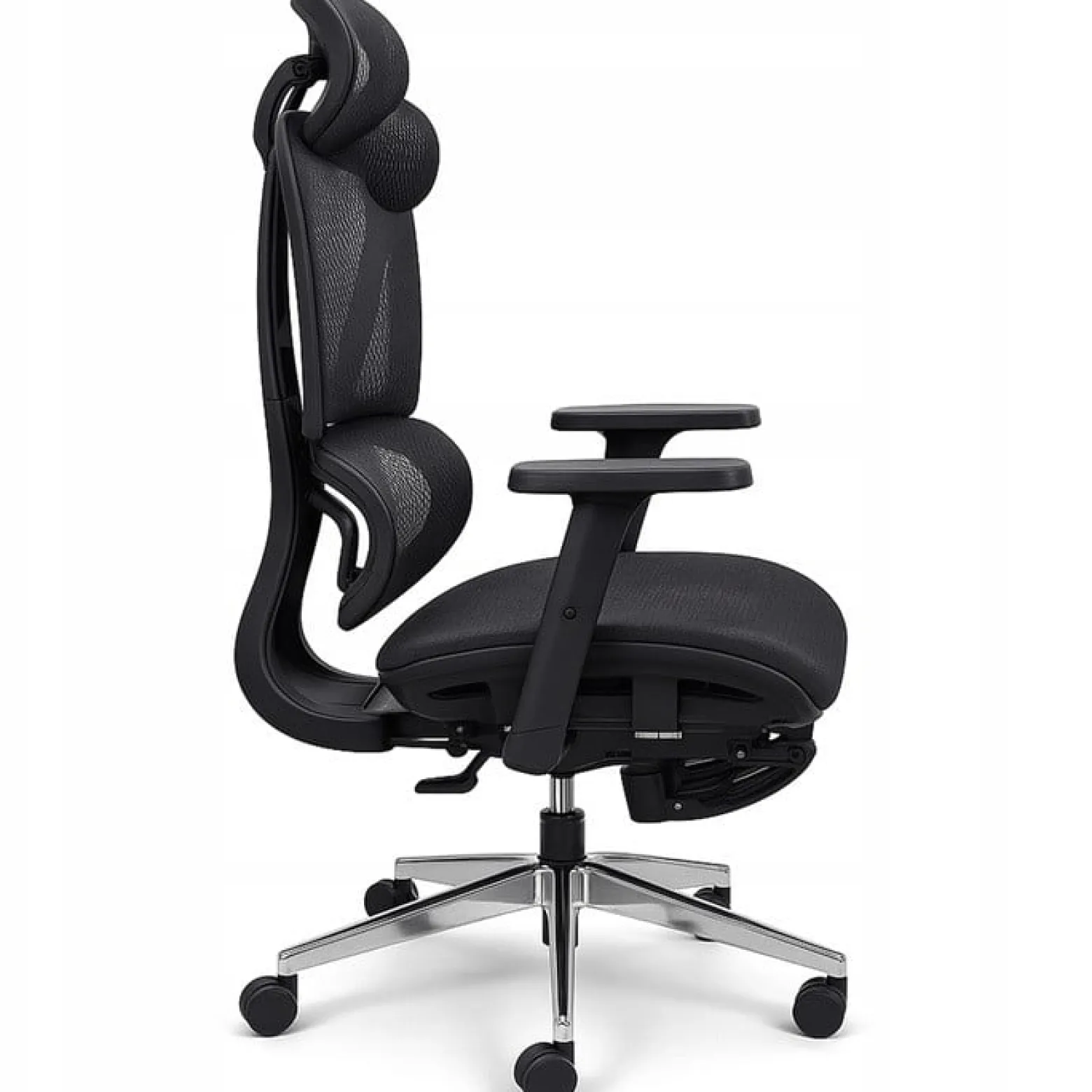 Fotel biurowy ergonomiczny krzesło zagłówek regulacja podnóżek KB106 czarny