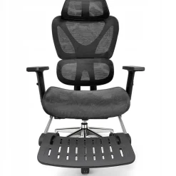 Fotel biurowy ergonomiczny krzesło zagłówek regulacja podnóżek KB106 czarny