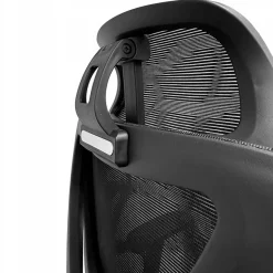 Fotel biurowy ergonomiczny krzesło zagłówek regulacja podnóżek KB106 czarny