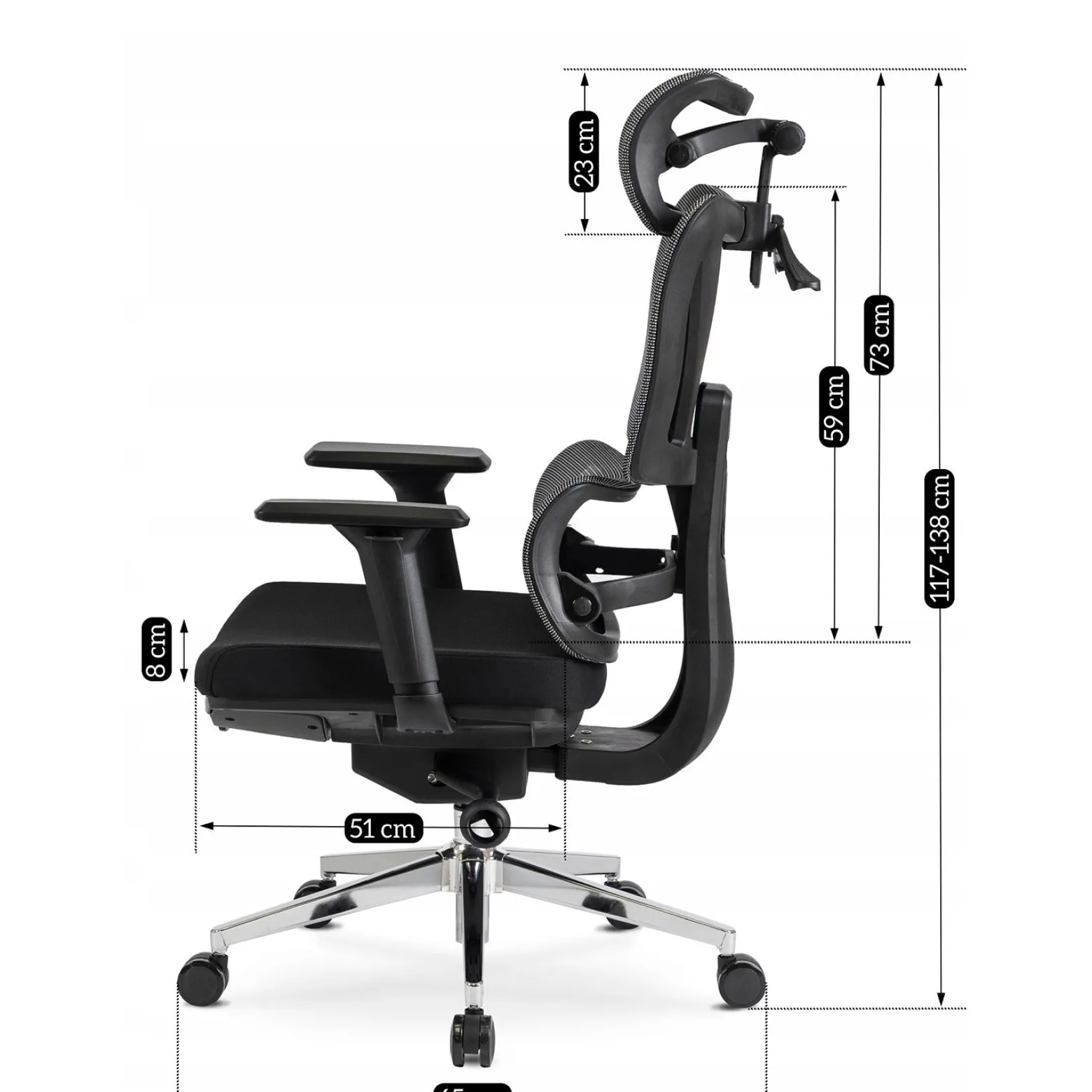 Fotel Biurowy Krzesło Obrotowe Ergonomiczny z Podnóżkiem Czarny DELSIN
