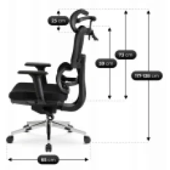 Fotel Biurowy Krzesło Obrotowe Ergonomiczny z Podnóżkiem Czarny DELSIN