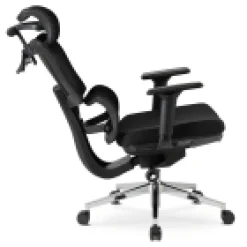 Fotel Biurowy Krzesło Obrotowe Ergonomiczny z Podnóżkiem Czarny DELSIN