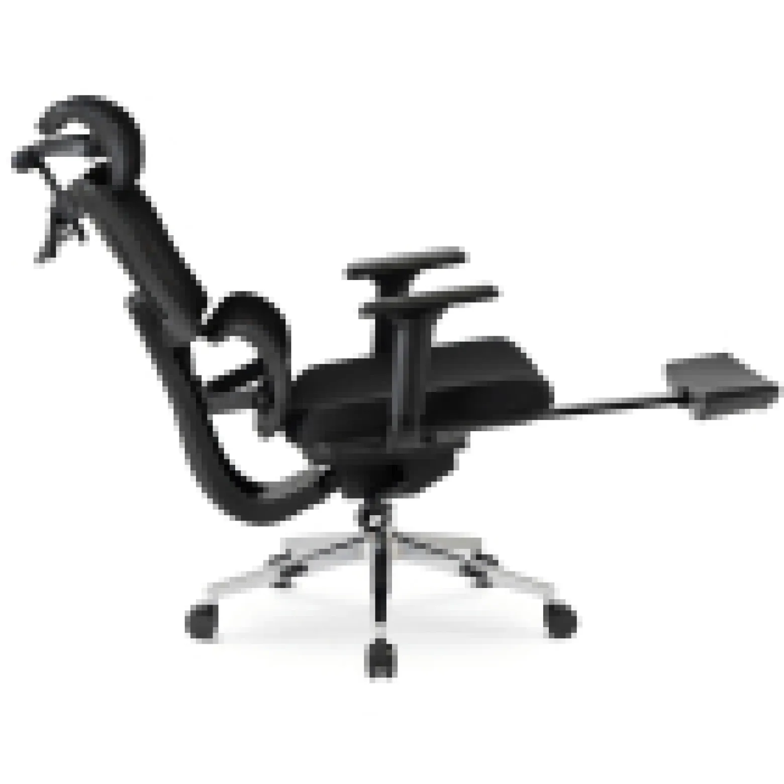 Fotel Biurowy Krzesło Obrotowe Ergonomiczny z Podnóżkiem Czarny DELSIN