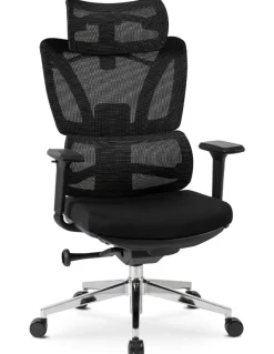 Fotel Biurowy Krzesło Obrotowe Ergonomiczny z Podnóżkiem Czarny DELSIN