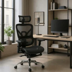 Fotel Biurowy Obrotowy Ergonomiczny Krzesło Do Biurka Czarny KAIR