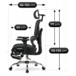 Fotel Biurowy Obrotowy Ergonomiczny Krzesło Do Biurka Czarny KAIR