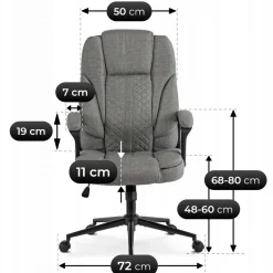 Fotel Biurowy Obrotowy Krzesło Do Biurka Komputer Ergonomiczny Szary PHONIX