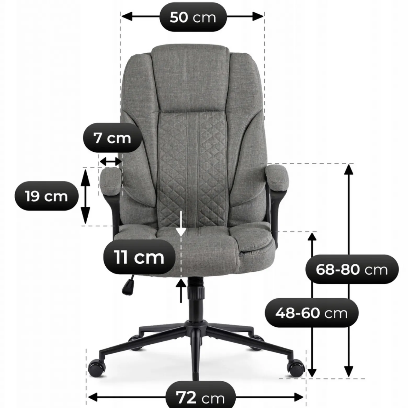 Fotel Biurowy Obrotowy Krzesło Do Biurka Komputer Ergonomiczny Szary PHONIX
