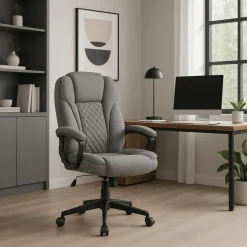 Fotel Biurowy Obrotowy Krzesło Do Biurka Komputer Ergonomiczny Szary PHONIX