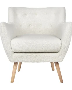 Fotel boucle retro biały