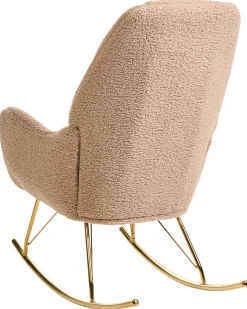 Fotel bujany tapicerowany boucle metalowe nogi beżowy