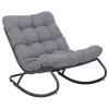 Fotel Bujany VIBE Ogrodowy z Poduszką Stalowy Czarny Szary 115 Cm