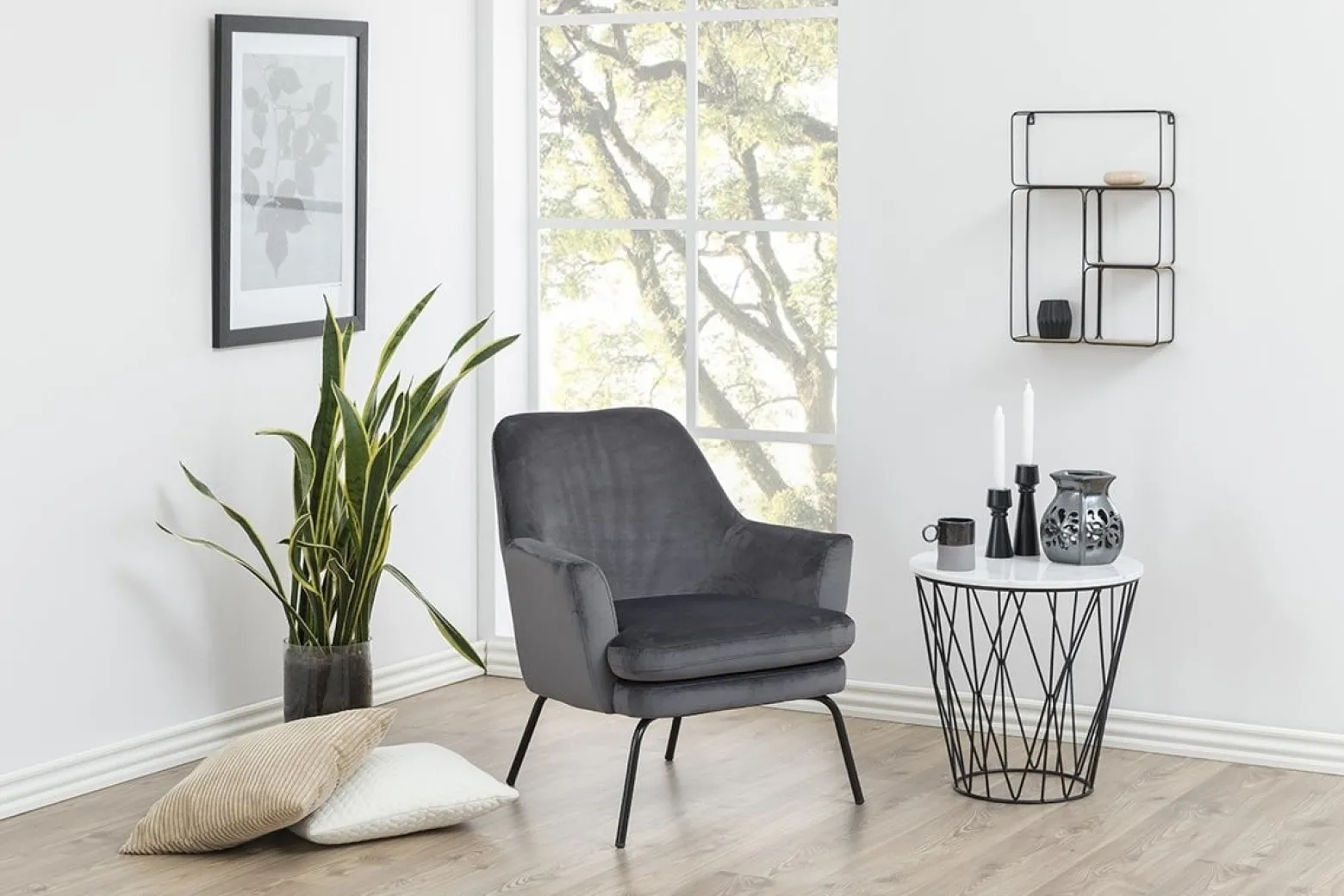 Fotel Chisa VIC Dark Grey tapicerowany