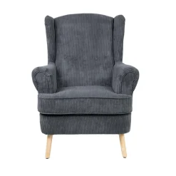 Fotel FOSSBY FASO sztruksowy szary 86x85x108 cm HOMLA