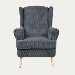 Fotel FOSSBY FASO sztruksowy szary 86x85x108 cm HOMLA