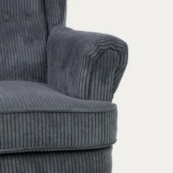 Fotel FOSSBY FASO sztruksowy szary 86x85x108 cm HOMLA