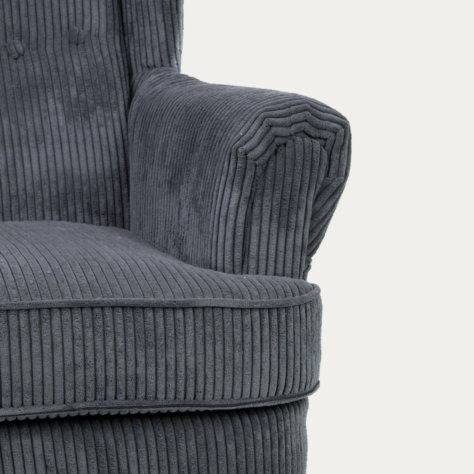 Fotel FOSSBY FASO sztruksowy szary 86x85x108 cm HOMLA