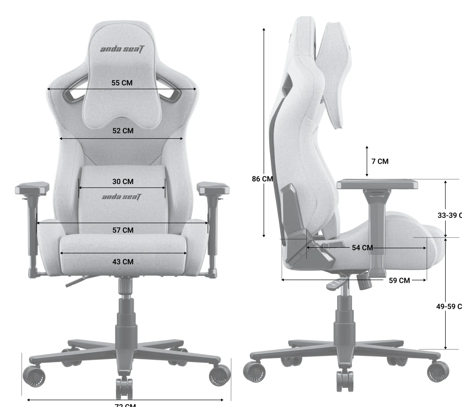 Fotel gamingowy materiałowy Kaiser 2 Frontier ciemnoszary XL
