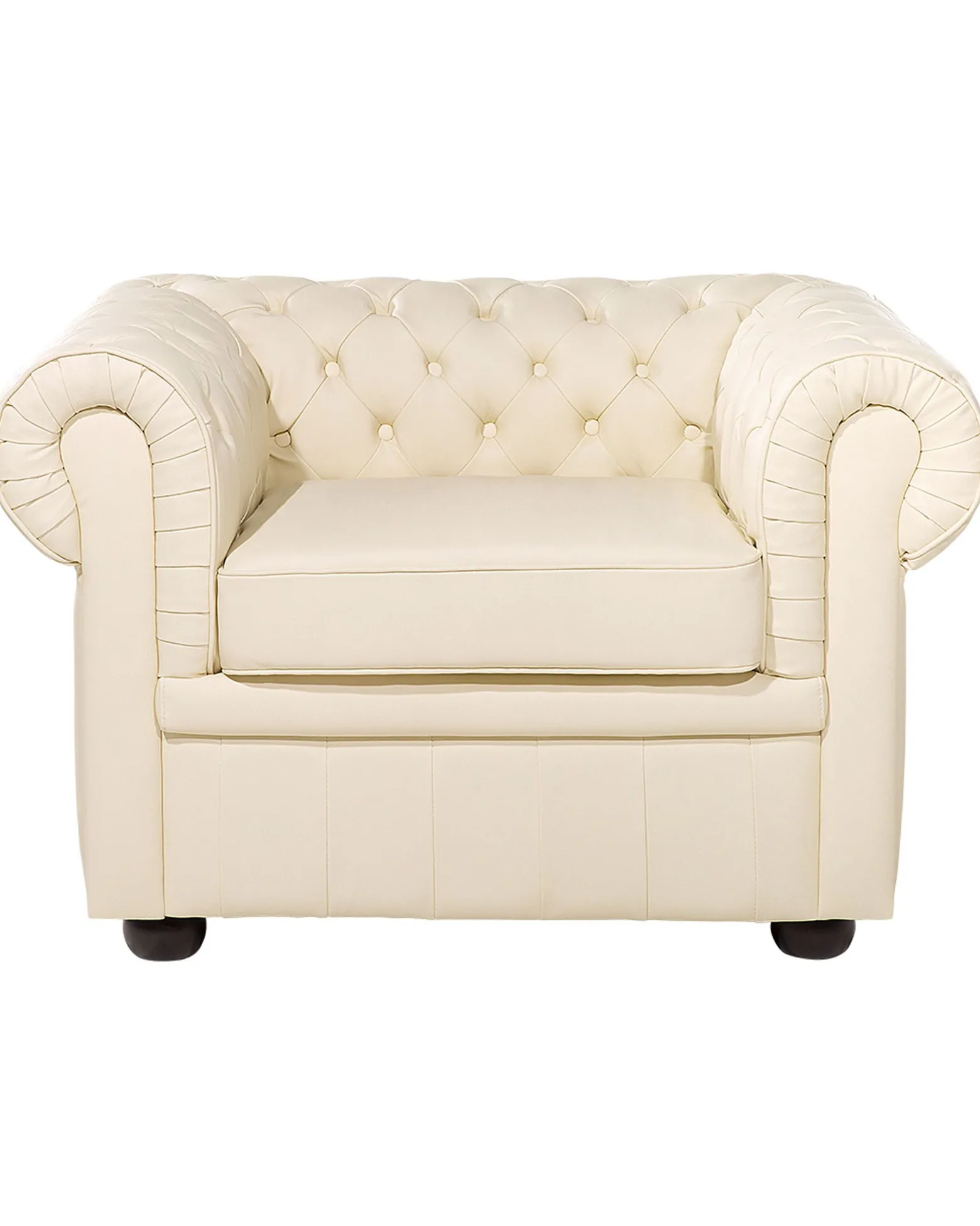 Fotel krzesło chesterfield skóra kremowy
