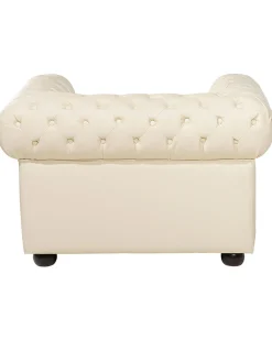 Fotel krzesło chesterfield skóra kremowy