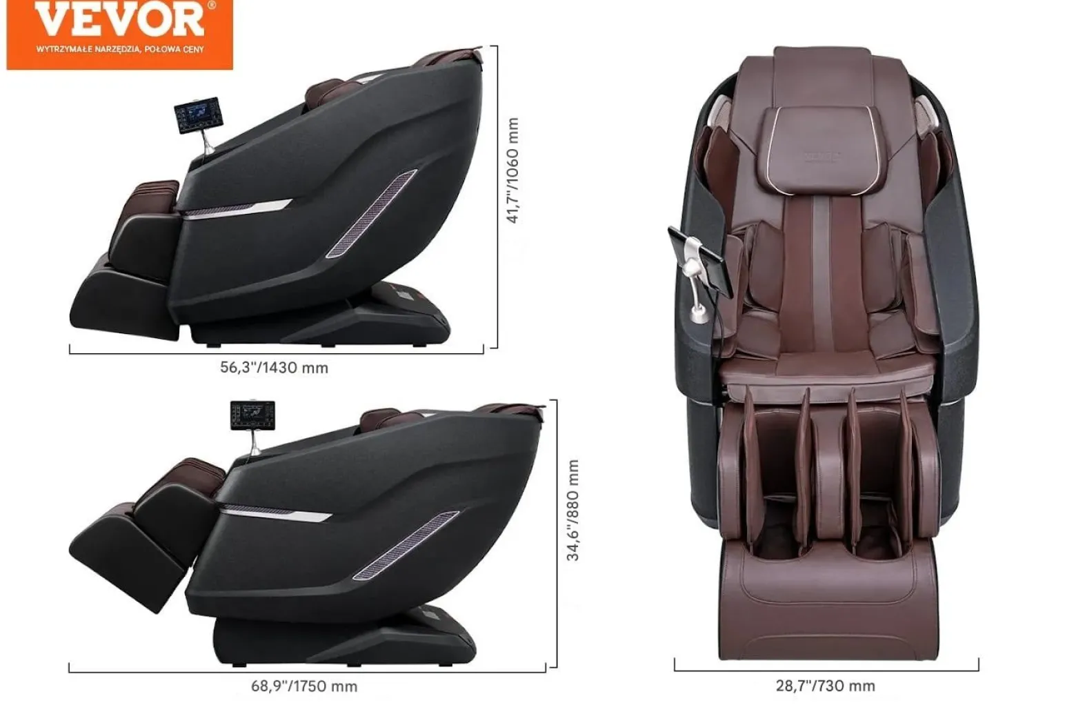 Fotel masujący 3D Shiatsu SL-Track z podgrzewaniem i głośnikiem, relaks