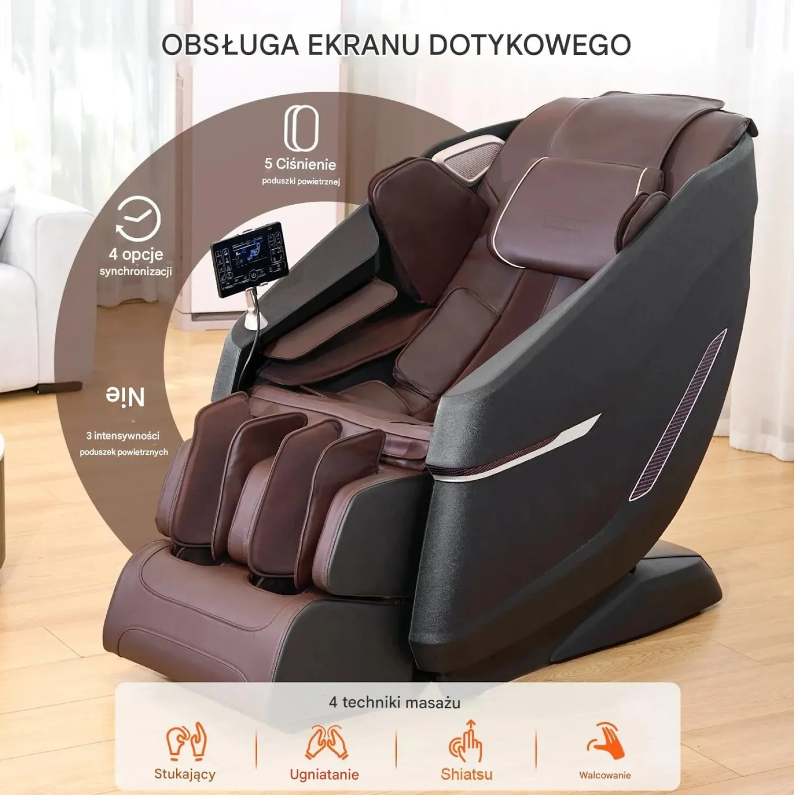 Fotel masujący 3D Shiatsu SL-Track z podgrzewaniem i głośnikiem, relaks