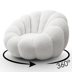 Fotel obrotowy FLUFFY z podnóżkiem, biały