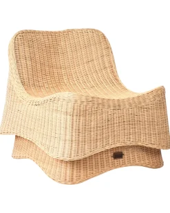 Fotel ogrodowy z otomaną AIGANI Rattan Naturalny